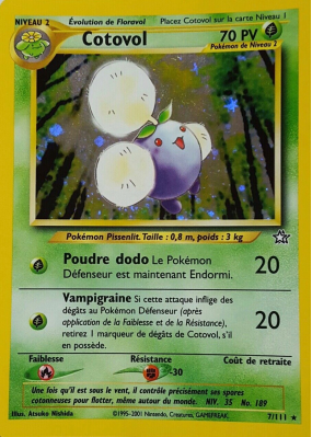 Carte Pokémon Cotovol 7/111 Holographique Neo Genesis