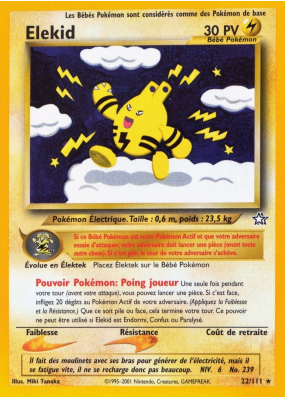 Carte Pokémon Elekid 22/111 Rare Neo Genesis