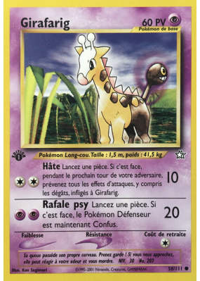 Carte Pokémon Girafarig 58/111 Commune Neo Genesis