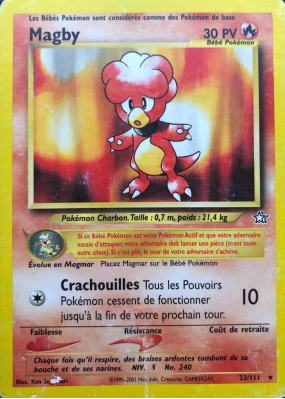 Carte Pokémon Magby 23/111 Rare Neo Genesis