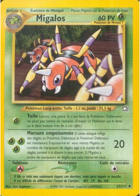 Carte Pokémon Migalos 27/111 Peu commune Neo Genesis