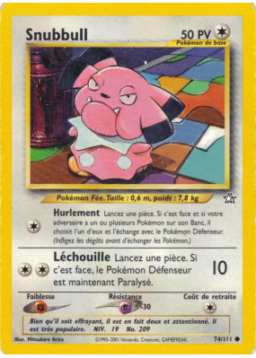 Carte Pokémon Snubbull 74/111 Commune Neo Genesis