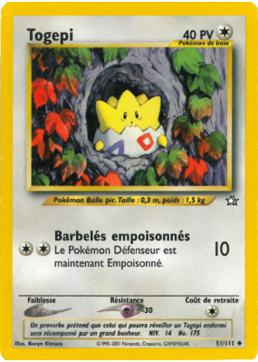 Carte Pokémon Togepi 51/111 Peu commune Neo Genesis