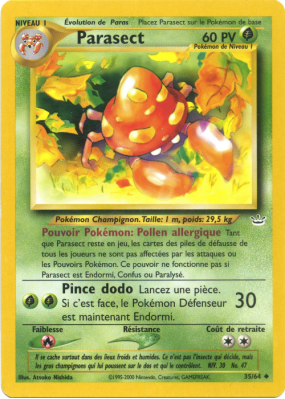 Carte Pokémon Parasect 35/64 Peu commune Neo Revelation