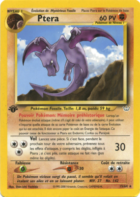Carte Pokémon Ptera 15/64 Rare Neo Revelation