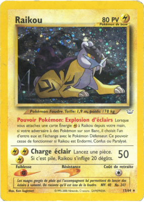 Carte Pokémon Raikou 13/64 Holographique Neo Revelation