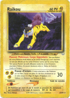 Carte Pokémon Raikou 22/64 Rare Neo Revelation