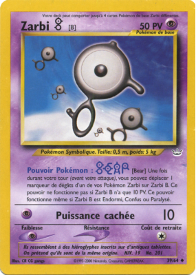 Carte Pokémon Zarbi B 39/64 Peu commune Neo Revelation