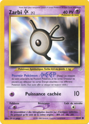 Carte Pokémon Zarbi K 58/64 Commune Neo Revelation