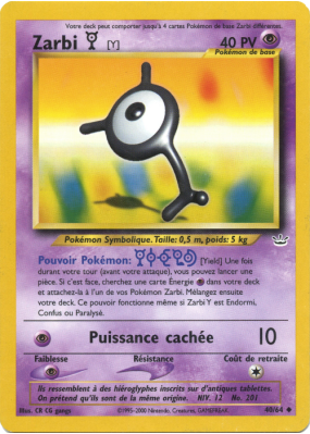 Carte Pokémon Zarbi Y 40/64 Peu commune Neo Revelation