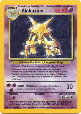 Carte Pokémon Alakazam 1/102 Holographique Set de Base