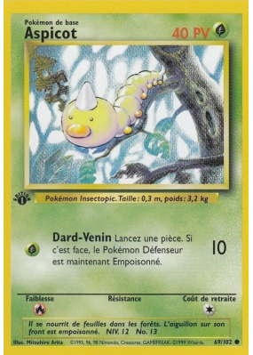 Carte Pokémon Aspicot 69/102 Commune Set de Base
