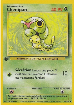Carte Pokémon Chenipan 45/102 Commune Set de Base