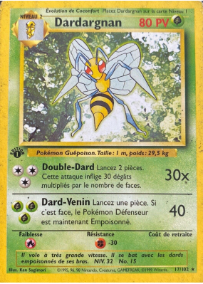 Carte Pokémon Dardargnan 17/102 Rare Set de Base
