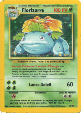 Carte Pokémon Florizarre 15/102 Holographique Set de Base