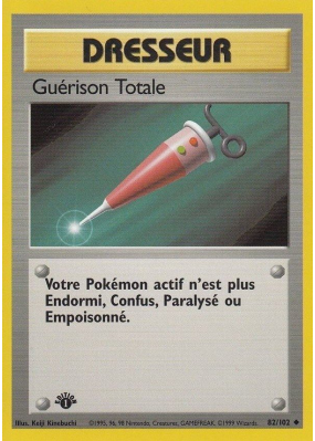 Carte Pokémon Guérison Totale 82/102 Peu commune Set de Base