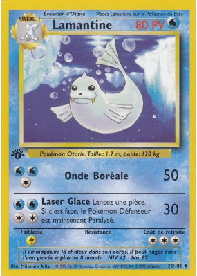 Carte Pokémon Lamantine 25/102 Peu commune Set de Base