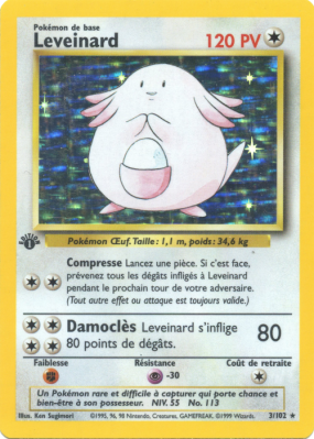 Carte Pokémon Leveinard 3/102 Holographique Set de Base