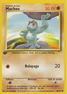 Carte Pokémon Machoc 52/102 Commune Set de Base