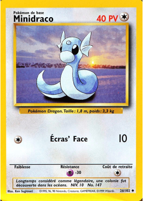 Carte Pokémon Minidraco 26/102 Peu commune Set de Base