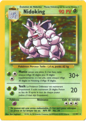 Carte Pokémon Nidoking 11/102 Holographique Set de Base