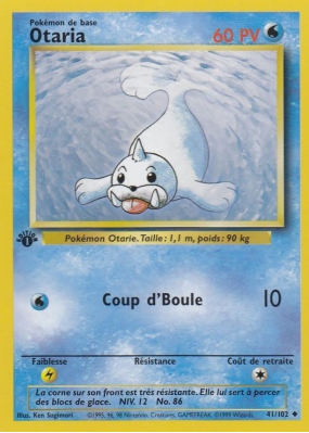 Carte Pokémon Otaria 41/102 Peu commune Set de Base