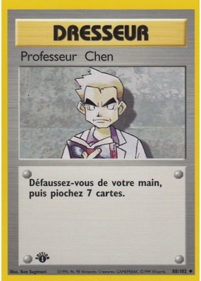 Carte Pokémon Professeur Chen 88/102 Peu commune Set de Base