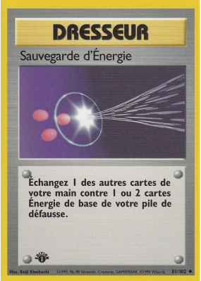 Carte Pokémon Sauvegarde d'Énergie 81/102 Peu commune Set de Base
