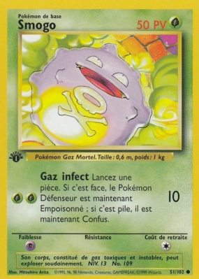 Carte Pokémon Smogo 51/102 Commune Set de Base