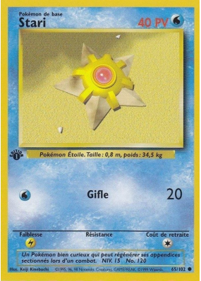 Carte Pokémon Stari 65/102 Commune Set de Base