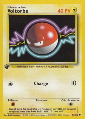 Carte Pokémon Voltorbe 67/102 Commune Set de Base