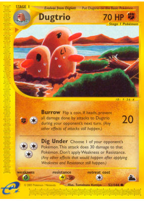 Carte Pokémon Dugtrio 52/144 Commune Skyridge