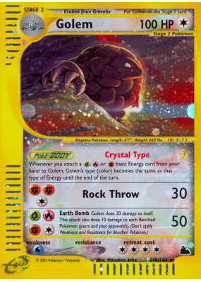 Carte Pokémon Golem 148/144 Ultra Rare Skyridge