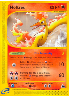 Carte Pokémon Moltres 21/144 Rare Skyridge
