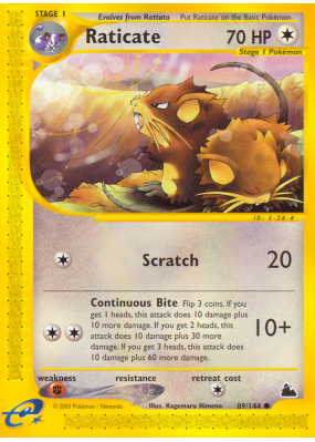 Carte Pokémon Raticate 89/144 Commune Skyridge