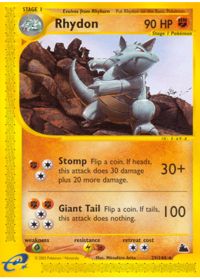 Carte Pokémon Rhydon 29/144 Rare Skyridge