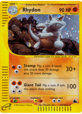 Carte Pokémon Rhydon H27/H32 Holographique Skyridge