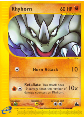 Carte Pokémon Rhyhorn 91/144 Commune Skyridge