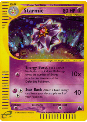 Carte Pokémon Starmie H28/H32 Holographique Skyridge