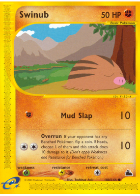 Carte Pokémon Swinub 108/144 Commune Skyridge