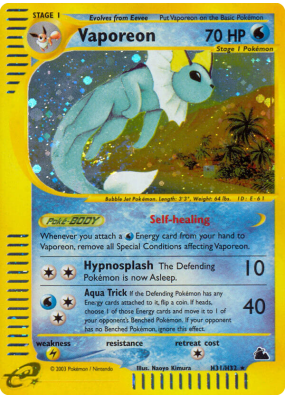 Carte Pokémon Vaporeon H31/H32 Holographique Skyridge