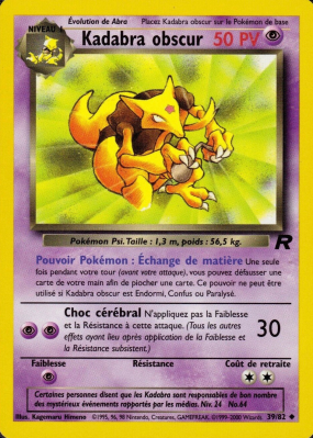 Carte Pokémon Kadabra obscur 39/82 Peu commune Team Rocket (JCC)