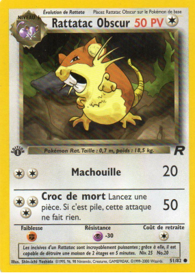 Carte Pokémon Rattatac Obscur 51/82 Commune Team Rocket (JCC)