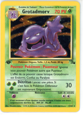 Carte Pokémon Grotadmorv 13/62 Holographique Fossile (JCC)