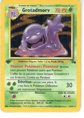 Carte Pokémon Grotadmorv 13/62 Holographique Fossile (JCC)