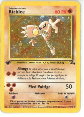 Carte Pokémon Kicklee 7/62 Holographique Fossile (JCC)