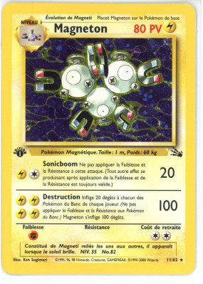 Carte Pokémon Magneton 11/62 Holographique Fossile (JCC)