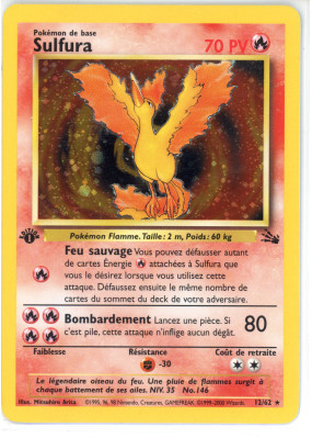 Carte Pokémon Sulfura 12/62 Holographique Fossile (JCC)