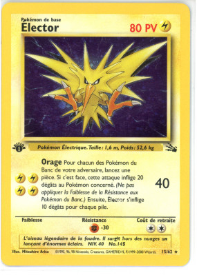 Carte Pokémon Élector 15/62 Holographique Fossile (JCC)