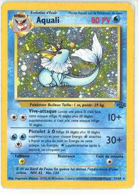 Carte Pokémon Aquali 12/64 Holographique Jungle (JCC)